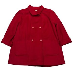 Talbots Red Vintage Women's Classic Preppy Union Made Wool Blend Coat Size 2X